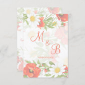 Save The Date Papillons rouges Marguerites jaunes blancs Fleur W (Devant / Derrière)