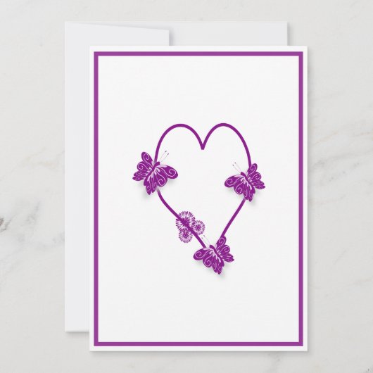 Save The Date Papillons violets Mariage de conception cardiaque (Dos)