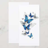 Save The Date Papillons volants bleus Morpho (Devant / Derrière)