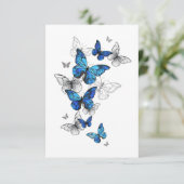 Save The Date Papillons volants bleus Morpho (Debout devant)