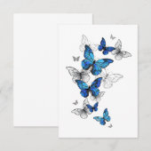 Save The Date Papillons volants bleus Morpho (Devant / Derrière)