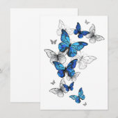 Save The Date Papillons volants bleus Morpho (Devant / Derrière)