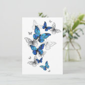Save The Date Papillons volants bleus Morpho (Debout devant)