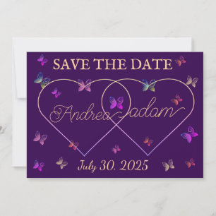 Save The Date papillons volants modernes cœur