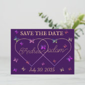 Save The Date papillons volants modernes cœur (Debout devant)