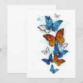 Save The Date Papillons volants Morpho et Monarch (Devant / Derrière)