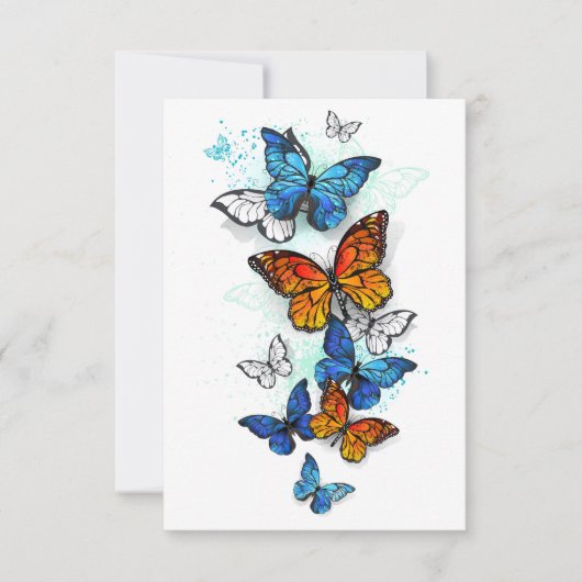 Save The Date Papillons volants Morpho et Monarch (Devant)