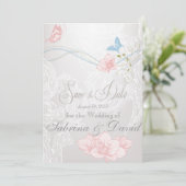 Save The Date Papillons Whimsical et dentelle Enregistrer la dat (Debout devant)