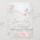 Save The Date Papillons Whimsical et dentelle Enregistrer la dat (Devant / Derrière)