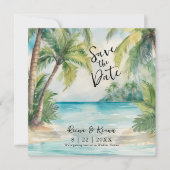 Save The Date Paradise Palms Plage tropicale Mariage (Devant)
