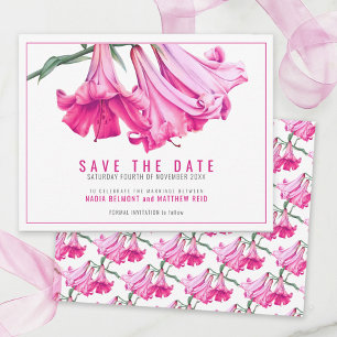 Save The Date Parfait lys trompette rose art floral mariage