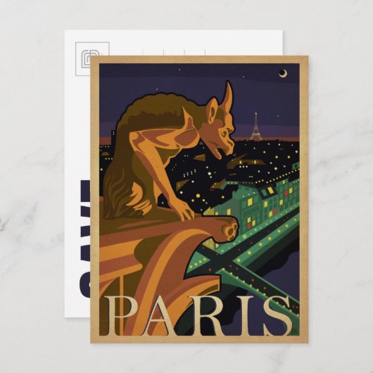 Save the date | Parijs - Gargoile Aankondigingskaart (Voorkant / Achterkant)