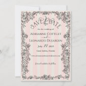 Save The Date Paris Chic Mariage à rayures roses (Devant)