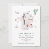 Save The Date Paris Destination Mariage Monogrammé Photo (Devant)