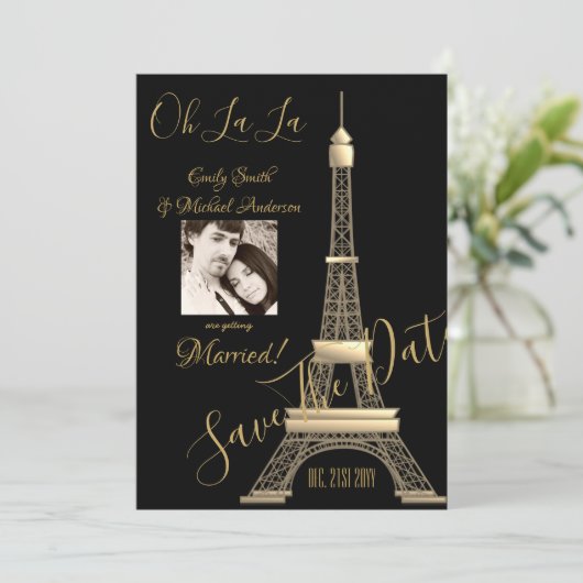 Save The Date PARIS Enregistrer la date - AJOUTER LA PHOTO - OR  (Debout devant)