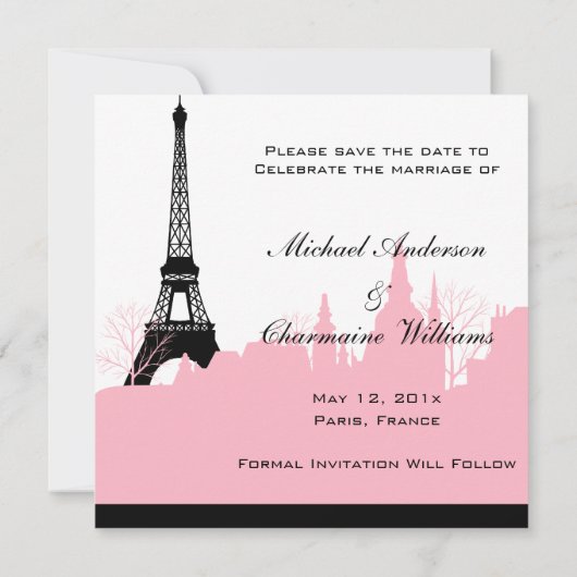 Save The Date Paris Enregistrer la date de l'annonce (Dos)