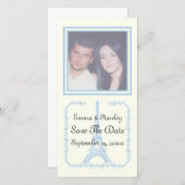 Save The Date Paris mariage bleu Tour Eiffel Enregistrer la date (Devant / Derrière)