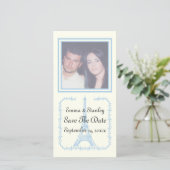 Save The Date Paris mariage bleu Tour Eiffel Enregistrer la date (Debout devant)