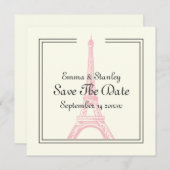 Save The Date Paris mariage rose Tour Eiffel Enregistrer la cart (Devant / Derrière)