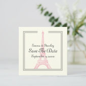 Save The Date Paris mariage rose Tour Eiffel Enregistrer la cart (Debout devant)