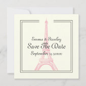 Save The Date Paris mariage rose Tour Eiffel Enregistrer la cart (Devant)