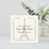 Save The Date Paris mariage violet Tour Eiffel Enregistrer la da (Debout devant)