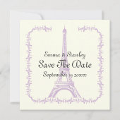 Save The Date Paris mariage violet Tour Eiffel Enregistrer la da (Devant)