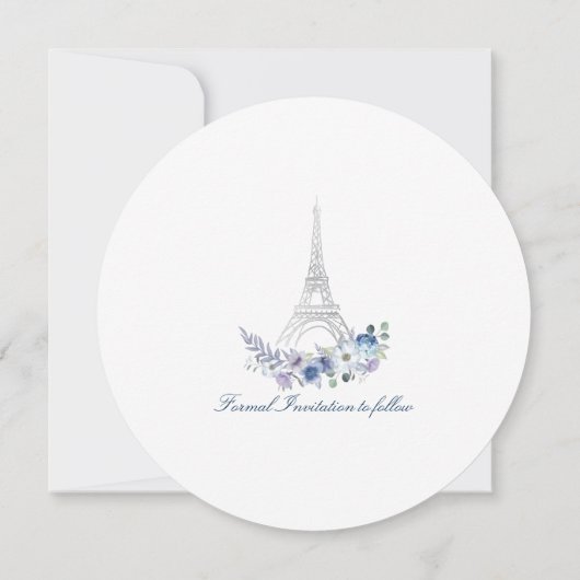 Save The Date Paris Tour Eiffel Aquarelle Floral Blanc Mariage (Dos)