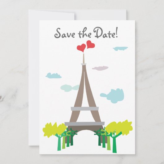 Save The Date Paris Tour Eiffel Mariage Date (Devant)