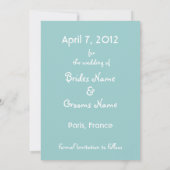 Save The Date Paris Tour Eiffel Mariage Date (Dos)