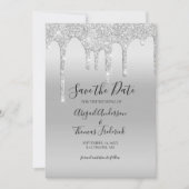 Save The Date Parties scintillant à goutte d'argent glam tendanc (Devant)