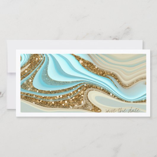 Save The Date Parties scintillant Abstraite Strata Mariage ID903 (Devant)