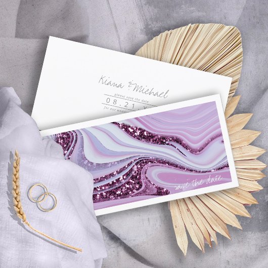 Save The Date Parties scintillant Abstraite Strata Mariage Lilac