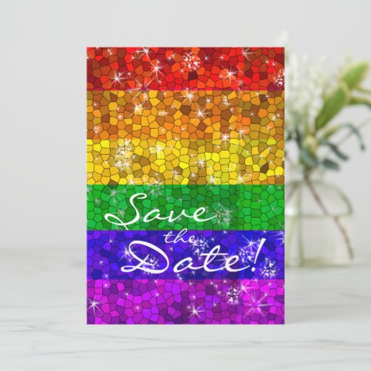 Save The Date Parties scintillant Arc-en-ciel drapeau mariage Ga (Debout devant)