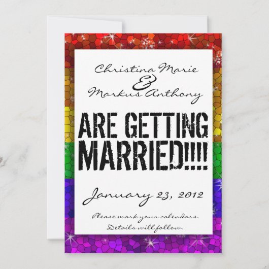 Save The Date Parties scintillant Arc-en-ciel drapeau mariage Ga (Dos)