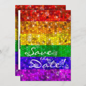 Save The Date Parties scintillant Arc-en-ciel drapeau mariage Ga (Devant / Derrière)