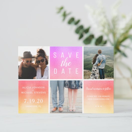 Save The Date Parties scintillant arc-en-ciel moderne 3 photo co (Debout devant)