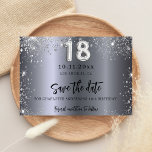 Save The Date parties scintillant argent 18e anniversaire enregi<br><div class="desc">Une petite fille et tendance Enregistrer la carte Date pour une fête de 18e anniversaire. Un arrière - plan moderne à l'aspect faux argent, décoré de faux parties scintillant, brille. Personnalisez et ajoutez une date et un nom/âge. Le texte : Save the Date est écrit avec un grand script de...</div>