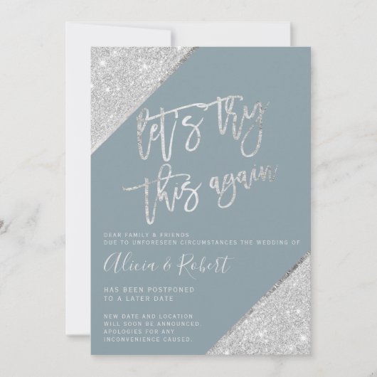 Save The Date Parties scintillant argent bleu modifier la date r (Devant)