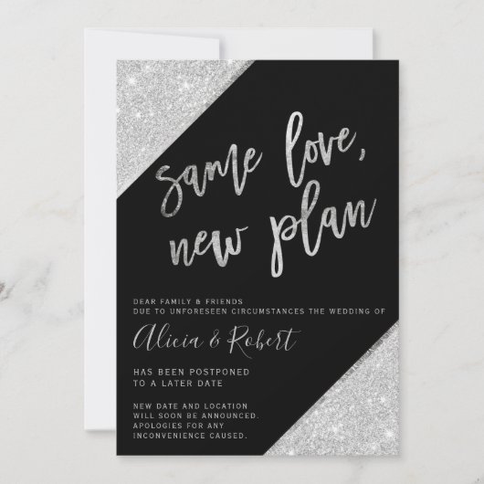Save The Date Parties scintillant argent noir nouveau plan repou (Devant)