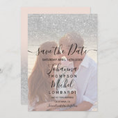 Save The Date Parties scintillant argent ombre photo script enre (Devant / Derrière)