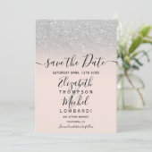 Save The Date Parties scintillant argent ombre script blush enre (Debout devant)