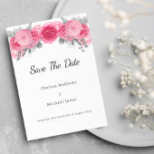 Save The Date Parties scintillant argentée Flore blanche rose En