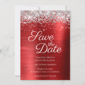 Save The Date Parties scintillant argentée Ruby Red Ombre Foil (Devant)