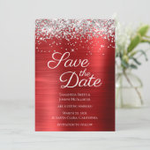 Save The Date Parties scintillant argentée Ruby Red Ombre Foil (Debout devant)