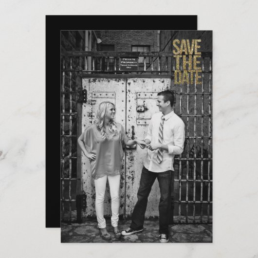 Save The Date Parties scintillant Black & Gold Enregistrer la ty (Devant / Derrière)