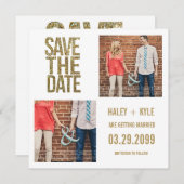 Save The Date Parties scintillant blanche et or Enregistrer la d (Devant / Derrière)