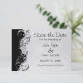 Save The Date Parties scintillant blanche, Mariage floral noir e (Debout devant)