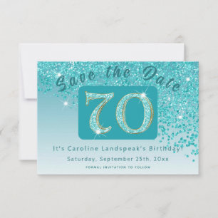 Save The Date Parties scintillant bleu Turquoise brillant pour 7