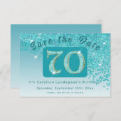 Save The Date Parties scintillant bleu Turquoise brillant pour 7 (Devant / Derrière)